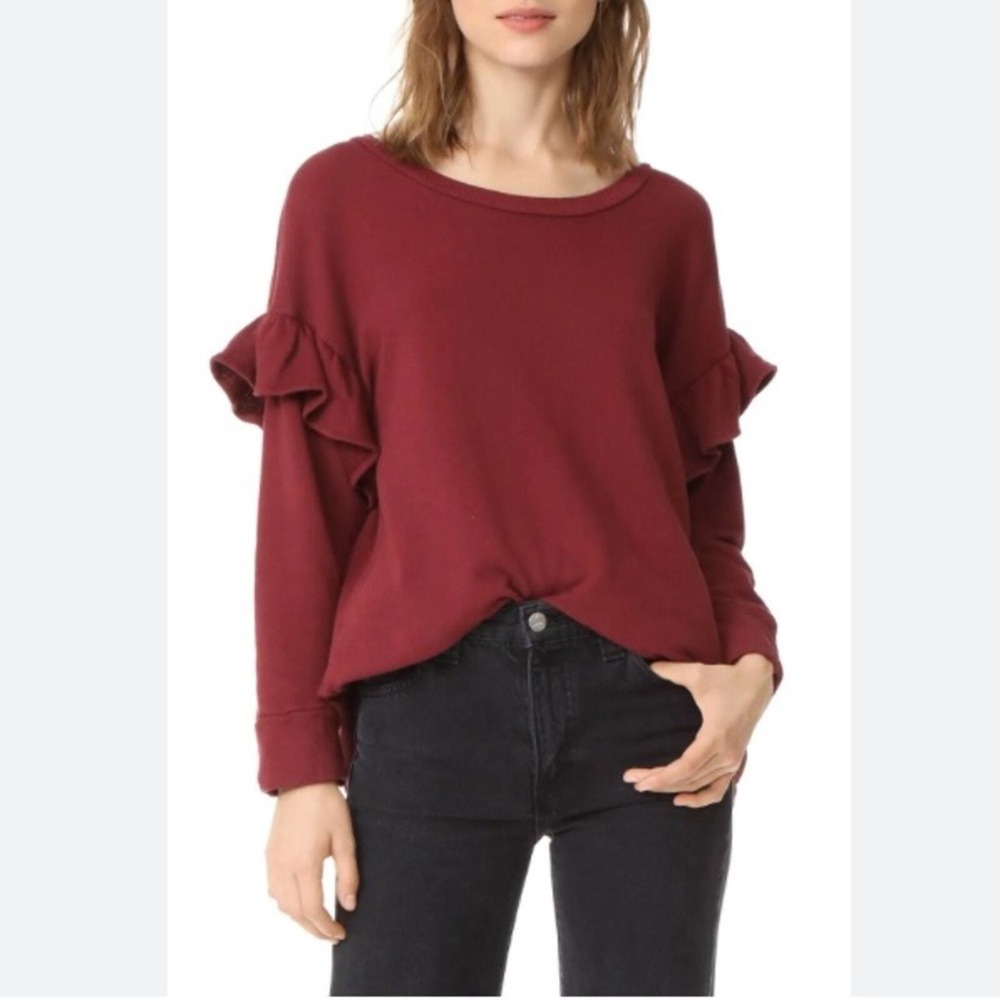 Current/ Elliott‎ The Ruffle Sweatshirt Cabernet Size 1 small
